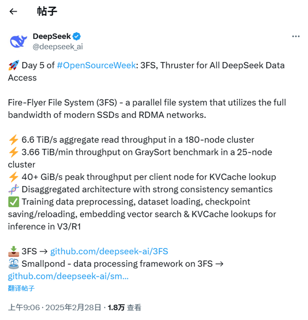 DeepSeek完美收官:開源勞苦功高的3FS!